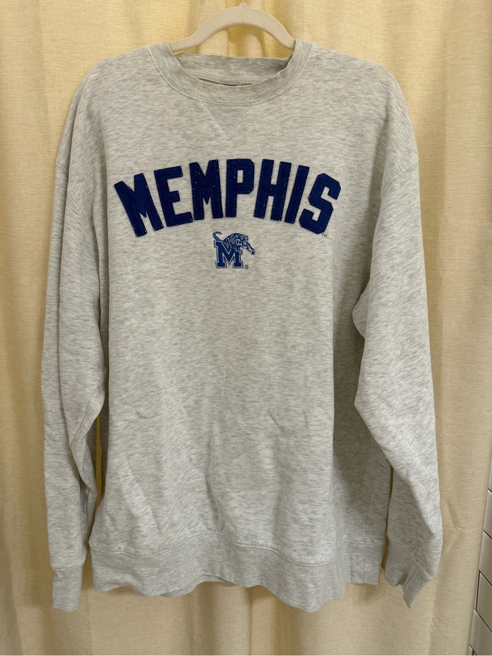 Pro Edge Grey Crewneck Sweatshirt with Blue Memphis Appliqué